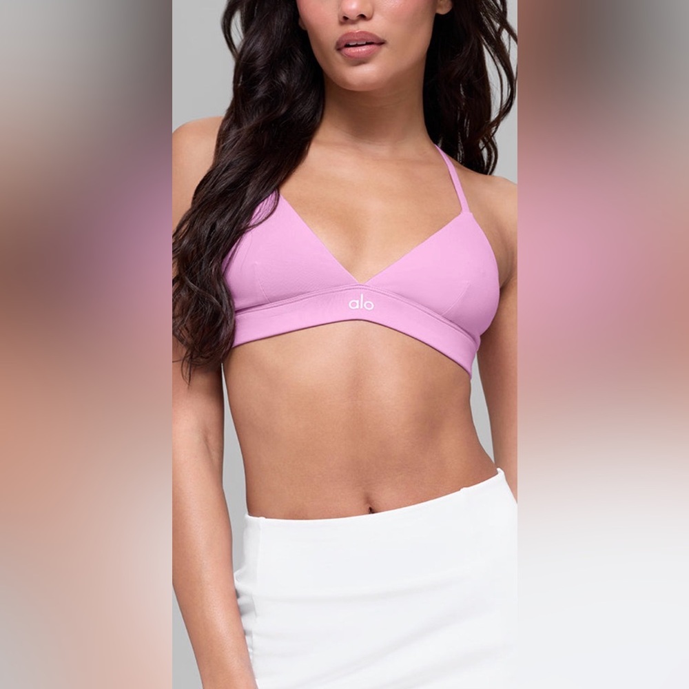 ALO Yoga Splendor Bra - Candy Heart Pink/White sold out size Medium